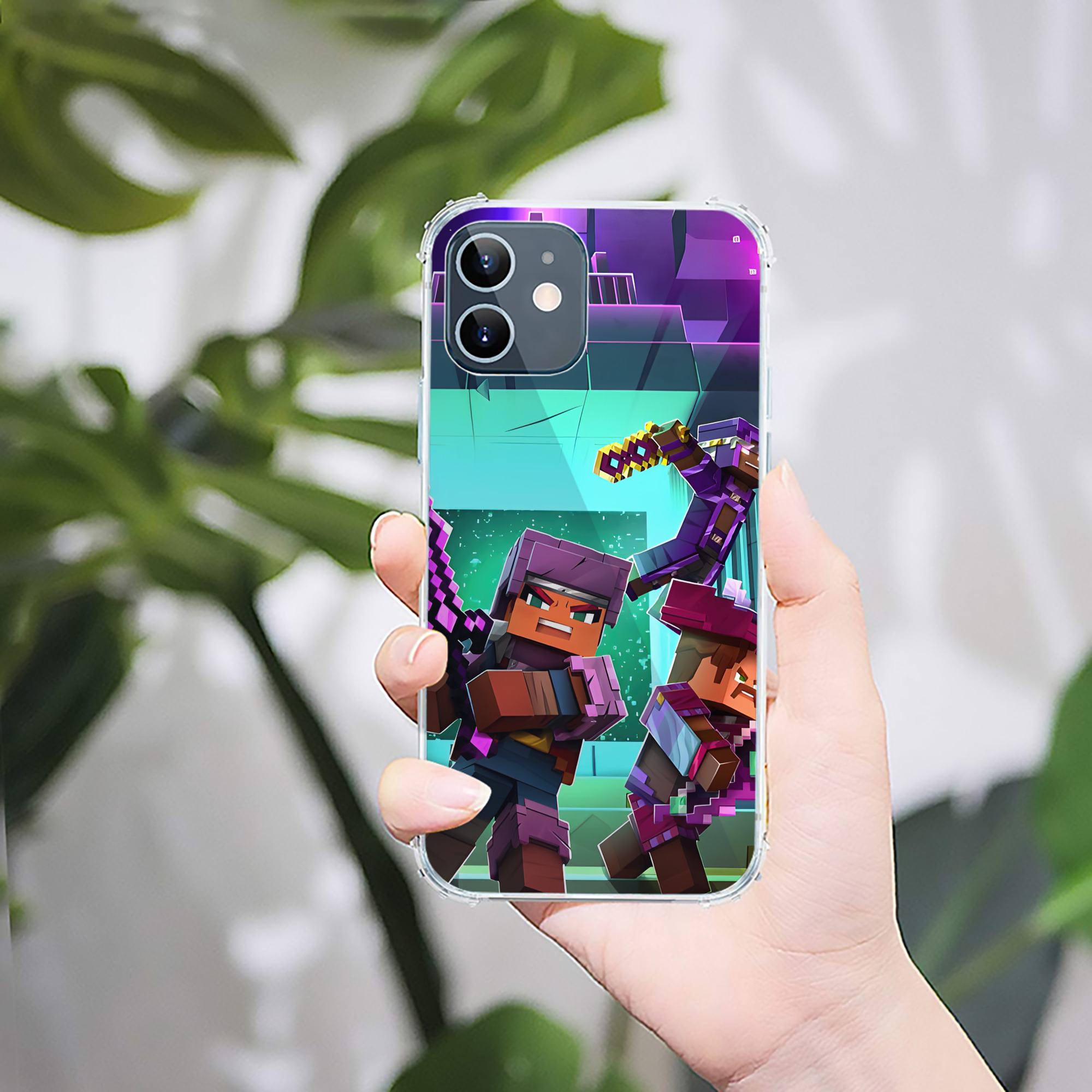 （画像用） マインクラフト ブロックの世界 Minecraft MC Block world 【iPhone 12シリーズ対応】透明スマホケース（クリアソフトケース）
